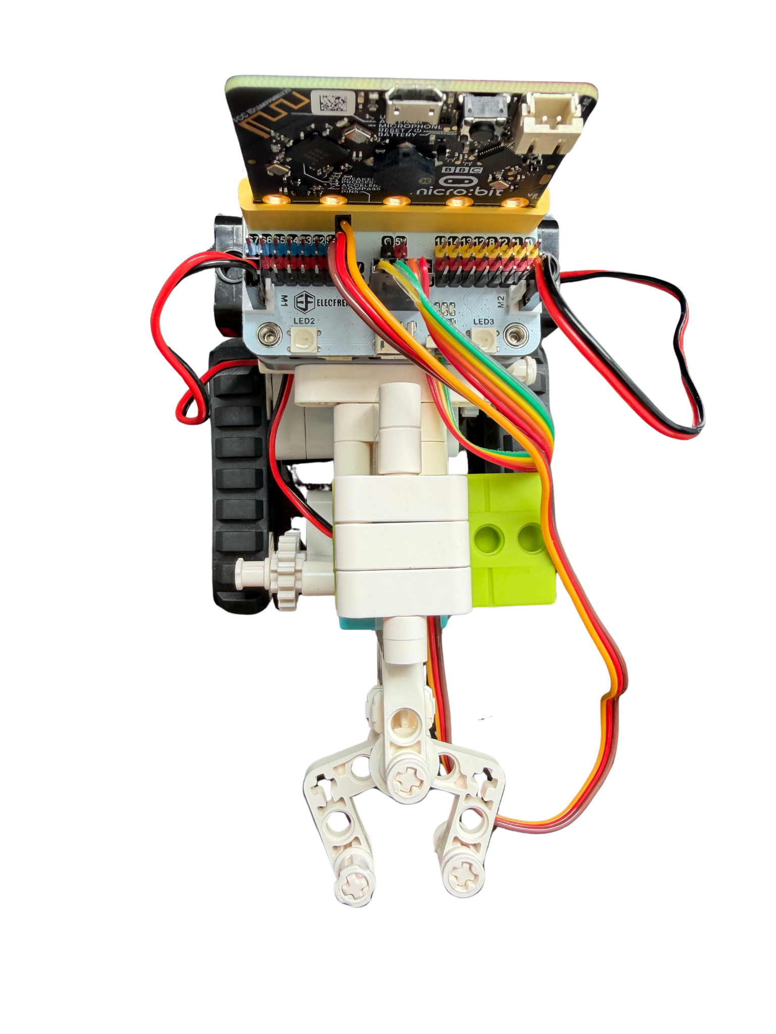 CreatorPort EK10 — front view showing micro:bit and gripper